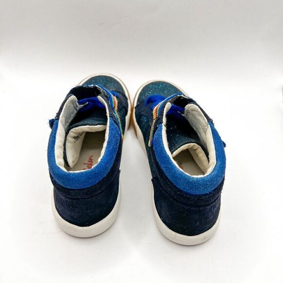 Mini Boden Girls Blue Sparkle Glitter Elastic Lace High Tops Size 29 / US 11.5 - Picture 3 of 5